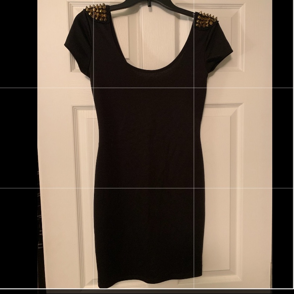 Bodycon Mini Dress with Studded Shoulders